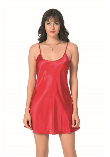 Arias Closet Kırmızı Kısa Saten Gecelik Ozn-12784 Kırmızı