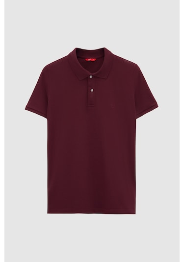 Ds Damat Regular Fit Mürdüm %100 Pamuklu Uzun Ömürlü Kıvrılmaz Polo Yaka Nakışlı T-shirt 4hc14ort51000 MÜRDÜM
