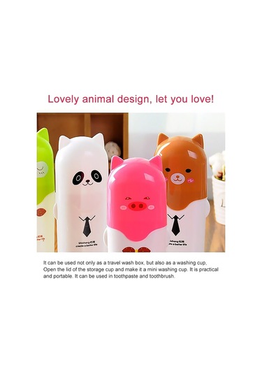 Sones Açık Hava Seyahat Kamp Havlu Diş Fırçası Diş Macunu Çoklu Kapak Saklama Kutusu Pembe Domuz Diğer