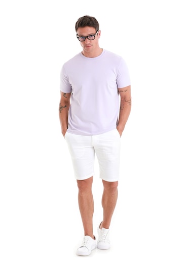 Hatemoğlu Lila Regular Fit Düz Bisiklet Yaka Pamuklu Triko Tişört 35102023c003 013 Lila