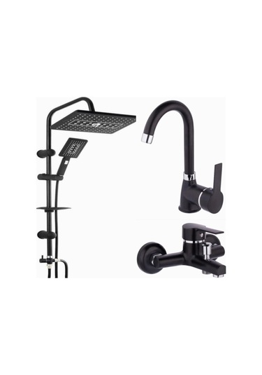 Siyah Duş Seti Takımı Siyah