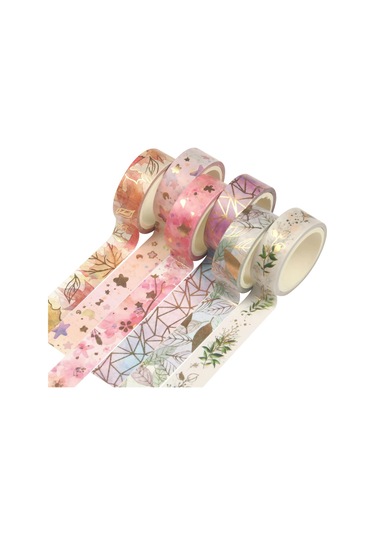Lichen Washi Tape Set, 6 Rulo Washi Bant Seti Çiçekli Altın Diğer