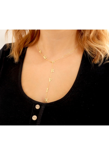 Silveranka 925 Ayar Gümüş Y Model İsim Kolye