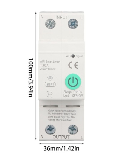 Yaozixa Akıllı 63a 2p Sigorta Devresi - Wi-fi Uzak Kontrol, Akış Ölçümü, Lekaj Ve Aşırı Gerilim Koruması, Ac230v