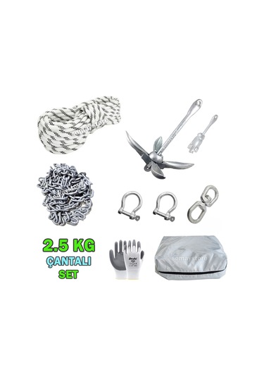 Goldsea Marine Tekne Ve Şişme Bot Için Hazır Çapa Seti Çantalı 2.5 Kg