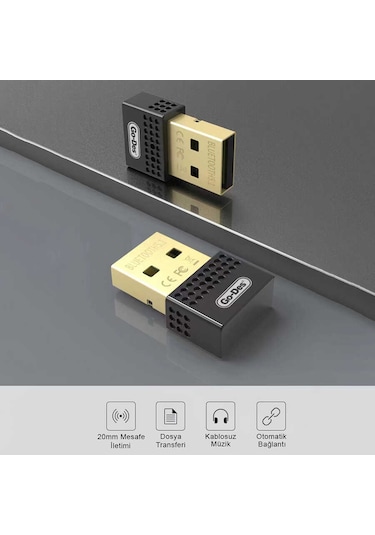 Go Des GD-BT112 USB Bluetooth Adaptör V5.1 2.4 GHz 3 Mbps Aktarım Hızı - ZORE-220693 Siyah