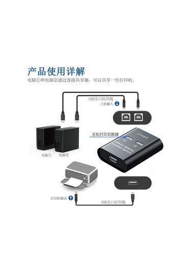 Yaozixa Beyaz 2 Portlu Usb Kvm Switch - 1 Giriş 2 Çıkış, Usb A Ve 2 Usb Kare Port, Basit Kullanım, Dayanıklı Malzeme İle Yazıcı Ve Cihaz Paylaşımı