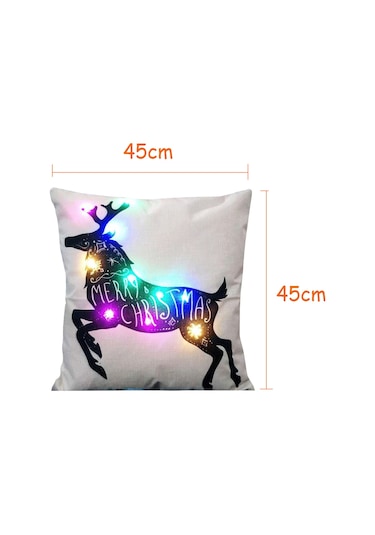 Qingmipy Elk Desenli Led Işıklı Flax Yastık Kılıfı Noel Dekorasyonu - 10 Ledli, 45x45cm, 5 Renk Seçeneği Pil Dahil Değil Diğer