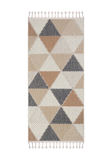 Cool Halı Bress 1405 Bej Mutfak Halısı Bukle Dokuma Saçaklı Tezgah Önü Leke Tutmaz İskandinav Yolluk