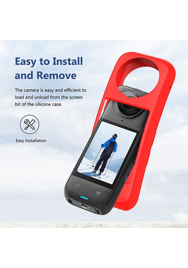 Insta360 X4 Kılıf İçin Puluz Tam Vücut Silikonu Kırmızı