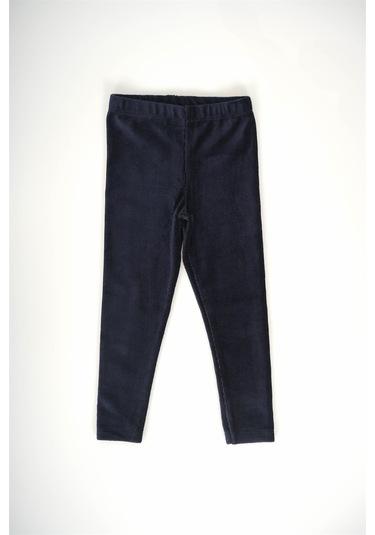 Kız Çocuk Bel Lastikli Fitilli Kadife Tayt Lacivert