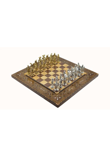Gifthome Metal Satranç Takımı - Seti battal ispanyol parlak Taş d