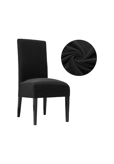 Jms Siyah Yüksek Streç Süper Yumuşak Sandalye Spandex Elastik Sandalye Yemek Odası Sandalyesi Kapakları