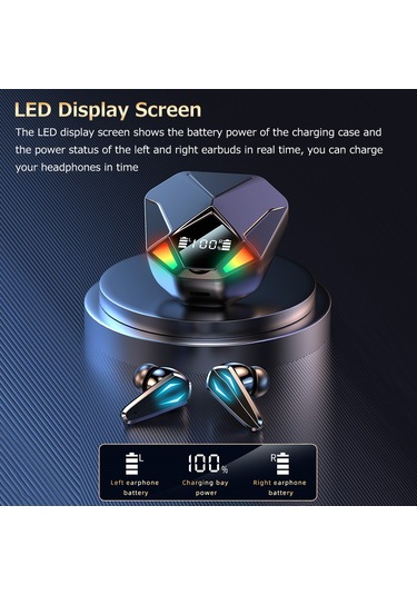 Qingmipy Siyah X6 Kablosuz Oyuncu Kulaklıkları, Oyun/müzik Çift Mod, Led Pil Göstergesi, 13mm Hoparlör, Bt5.1, 10m Alınım Mesafesi