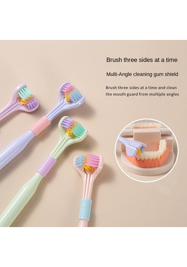 360 Derece Üç Taraflı Yumuşak Kıl Diş Fırçası Ağız Bakımı Güvenlik Diş Fırçası Diş Derin Temizlik Taşınabilir Seyahat Diş Ağız Bakımı