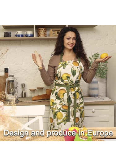 Kadınlar İçin İki Cepli Premium Su Geçirmez Mutfak Önlüğü, Sevimli A ,limonlar Diğer