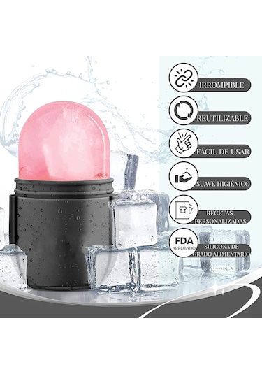 Lemestar Silikon Yüz Buz Kalıbı - Cilt Parlaklığı, Pori Küçültme, Yuvarlanabilir Uç İle Gönüllü Masaj - Siyah Çok Renkli