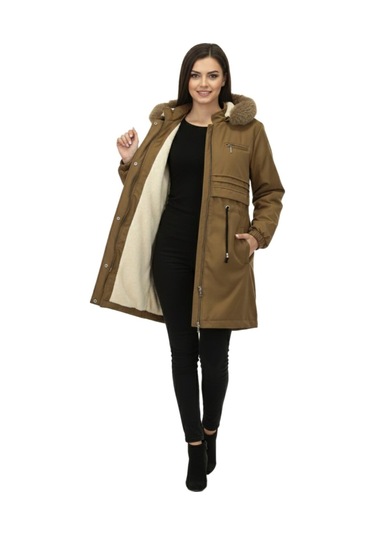 Baglan Kadın Kapüşonlu İçi Peluş Mont Bgl-st05027 Taba