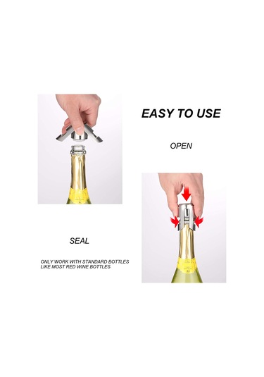 Konesam Pirinç Kapaklı Paslanmaz Çelik Şampanya Şişe Muhafaza Tıkanıklığı - Vakumlu Korumalı, Parlak Renkli 1 Adet