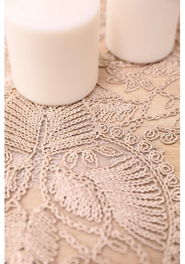 Avangart Kadife Fransız Güpürlü 5 Parça Salon Takımı - Vizon