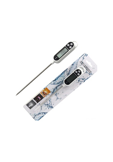 Youmex Stok Çelik Problu Dijital Gıda Termometresi - Hızlı Ölçüm, Büyük Ekran, -50 C/+300 C Aralığı, / Dönüştürücü, Mutfak/büfe Uygun Beyaz