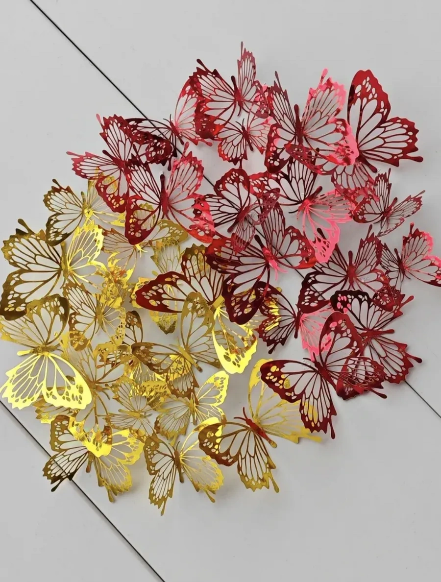 Galerea Prazdnıka Dekorasyon Ve Süsleme İçin 3d Kelebek Çıkartmaları 339617720 Altın Rengi