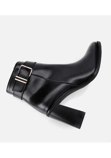 Hotiç Kadın Siyah Tokalı Topuklu Bilekte Bot 01boh314950a100 01boh314950a100 Siyah