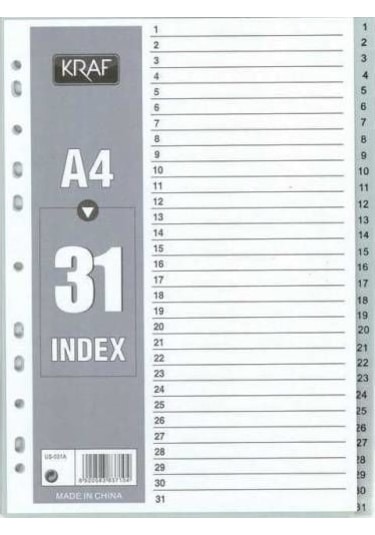 Kraf Dosya Ayracı Seperatör 1-31 Rakam A4