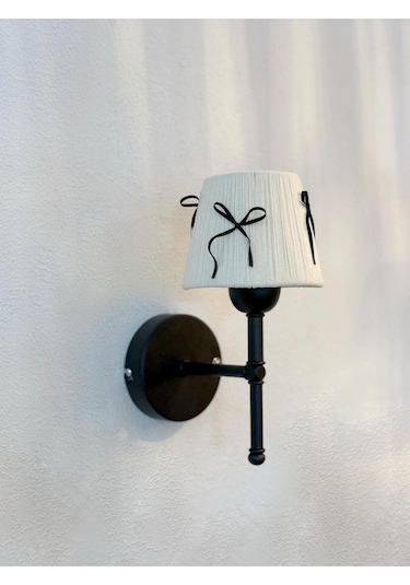 Krem Kadife Süet Siyah Fiyonk Kurdele Siyah Kablosuz Pilli Aplik Krem