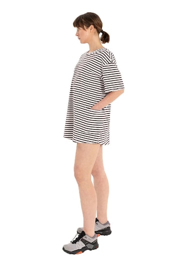 Inguz Stripe %100 Pamuk Şort Tulum Beyaz - Siyah