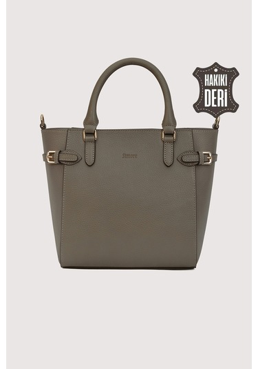 Hakiki Deri Kadın El Çantası Vizon Smr7922 Vizon