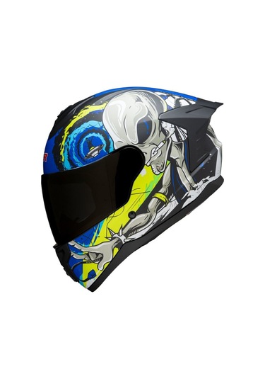 Ncr Rapid Siyah Vizörlü Ece Belgeli Kapalı Motosiklet Kaskı Mavi