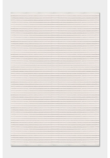 Lidya Beyaz Pamuk Dokuma Yumuşak Halı Kaymaz Tabanlı, Yıkanabilen Modern Tasarımlı Kilim Beyaz