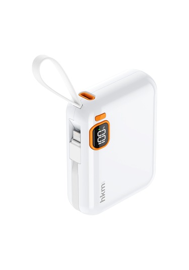 Power Duo 10.000 Mah 20W Pd 20W Hızlı Şarj Destekli Type-C Ve Lightning Kablolu Powerbank Beyaz