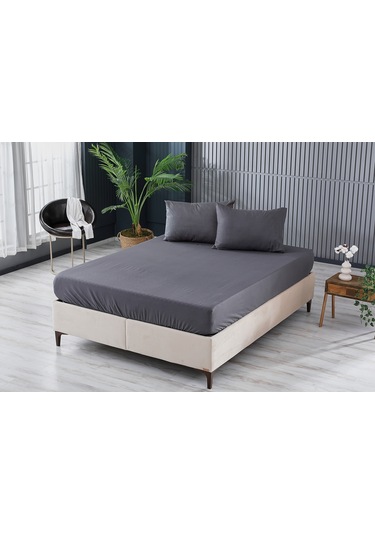 Doqu Home Colourful Fitted Çarşaf Tek Kişilik - Antrasit