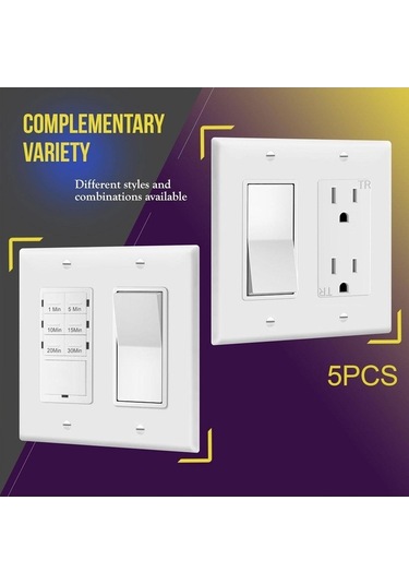 Trendooze Suntek 5 Adet Amerikan Standart Dubleks Priz Plakaları, Priz Plakası Seti
