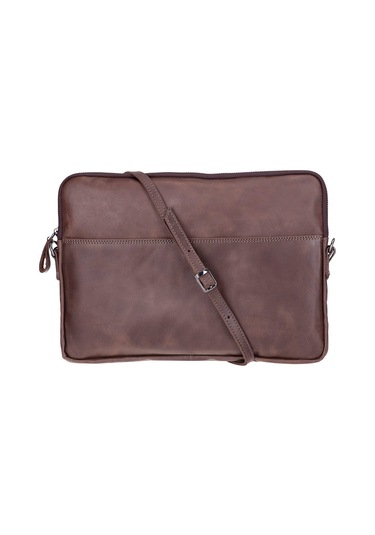 Bloomsleeve Leeds 14" Mahogany Dark Brown Hakiki Deri Laptop & Tablet Kılıfı Kahverengi