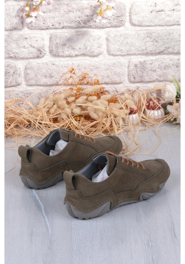 Mehmet Mete 42325 Comfort Rahat Esnek Hakiki Deri Erkek Ayakkabı Haki