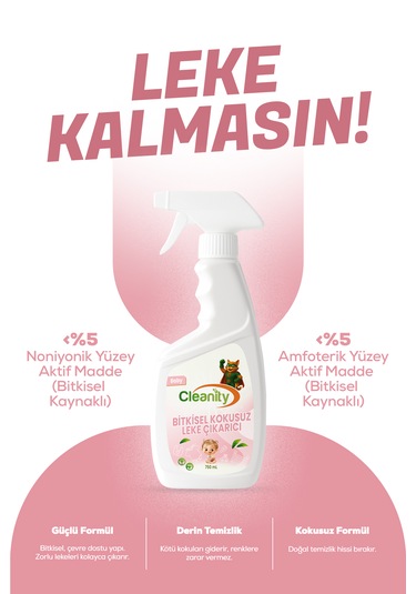 Bitkisel Kokusuz Leke Çıkarıcı - Baby 750 Ml Bebek Çamaşırı & Ev Yüzeyleri İçin Tekli