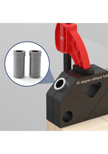 Teltree Ahşapçılık Delik Konumlandırıcı, 45 Derece Açı Tasarımı, Doğru Konumlandırma, 2 Adet 9.5mm Matkap Ucu, Alüminyum Alaşımlı, Ev Gereci Gümüş