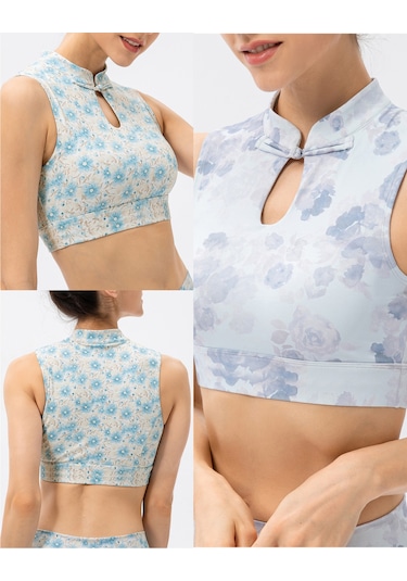 Skycity Kadınlar İçin Yoga Sporcu Sütyeni, Dik Yaka, Düğmeli, Baskılı, Kolsuz, Rahat, Koşu Ve Günlük Kullanım Açık Mor