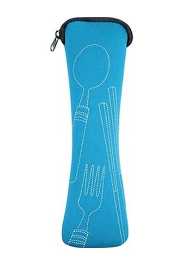 Gökyüzü Mavisi Çatal Bıçak Takımı Saklama Çantası Sofra Bezi Fermuar Depolama Tasarımı Taşınabilir Yıkanabilir Çanta Çatal İçin Kese