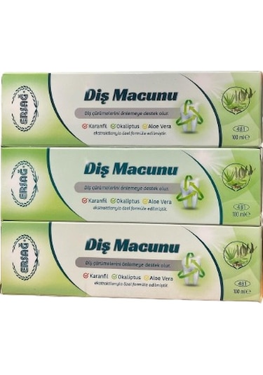 Ersağ Karanfil - Okaliptüs - Aloe Vera Diş Macunu 3 x 100 ML