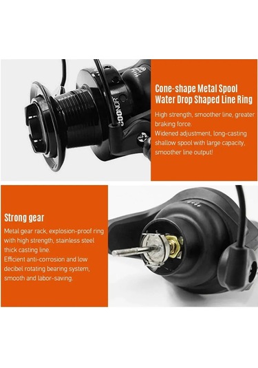 Vkemall Wn6000 Çift Frenli Spinning Makinesi - Tam Metal Bobinli Uzun Atış Balık Makinesi Sahte Yemi Balıkçılığı İçin Ön Ve Arka Fren