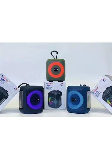 Lemestar Dış Mekan Taşınabilir Bluetooth Hoparlörü, Su Geçirmez Rgb Işık, Düşük Tonda Güçlü Ses, Kollü Kablosuz, Mavi