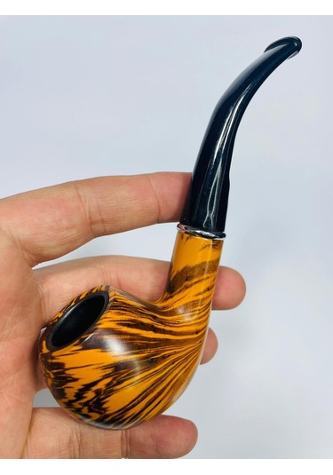 Ahşap Görünümlü Çizgili Pipo 2parça //13cm