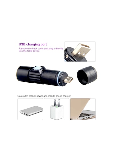 MSO Ultraviyole USB Şarjlı 365nm & 395nm Değerli Taş & Epoksi Led Fener Siyah