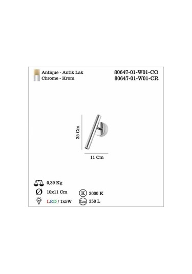Balıva Teklı Ledlı Eskitme Aplık 3000k Antik Lak