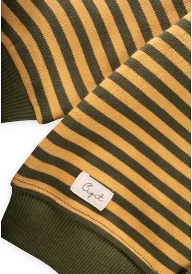 Çizgili Triko Hırka 0-4 Yaş Hardal Haki Hardal