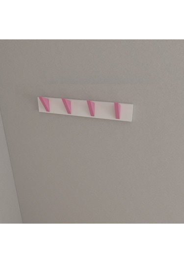 Hepsi3boyutlu Modern Duvar & Kapı Kanca Askılık - 4 Adet Pembe Kanca Askılık - Model No : 5 Pembe